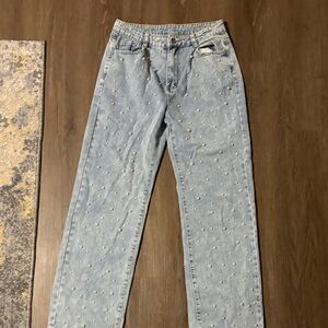 Light Blue Embellished Women Jeans